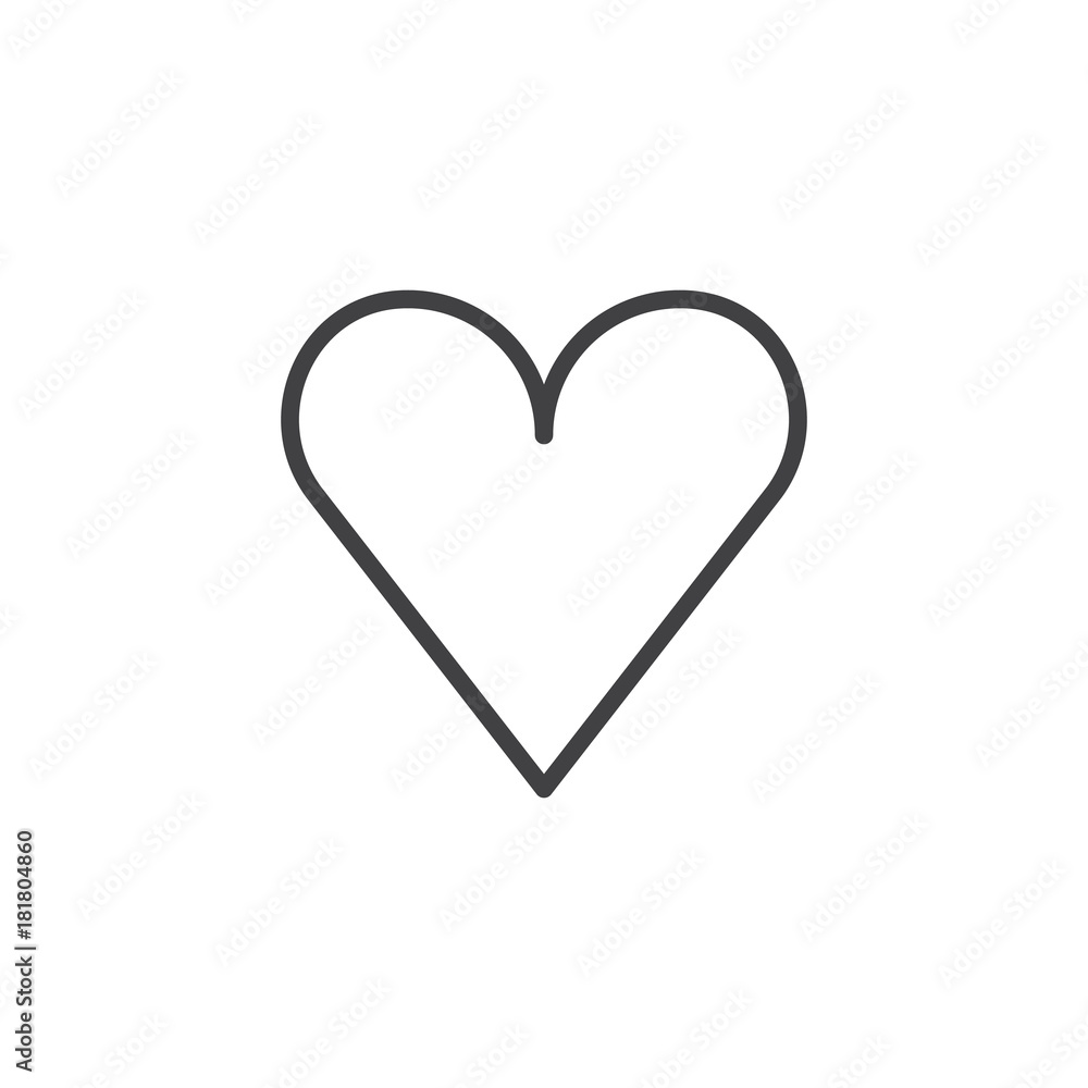 Heart line icon, outline vector sign, linear style pictogram isolated on white. Favorite, love symbol, logo illustration. Editable stroke