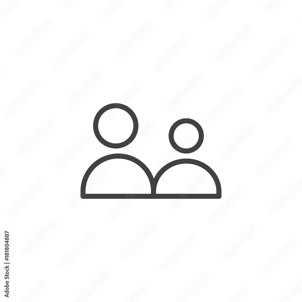 Add user group line icon, outline vector sign, linear style pictogram isolated on white. Friends, team people symbol, logo illustration. Editable stroke Add user group line icon, outline vector sign, linear style pictogram isolated on white. Friends, team people symbol, logo illustration. Editable stroke