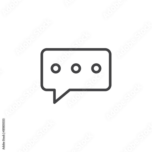 Text message line icon, outline vector sign, linear style pictogram isolated on white. Speech bubble symbol, logo illustration. Editable stroke
