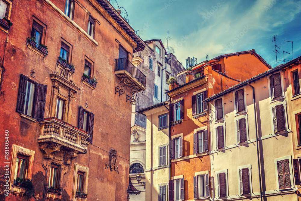 Quaint facades in Rome