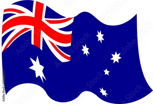Australia-flag- Beautiful flag of Australia waving on a white background