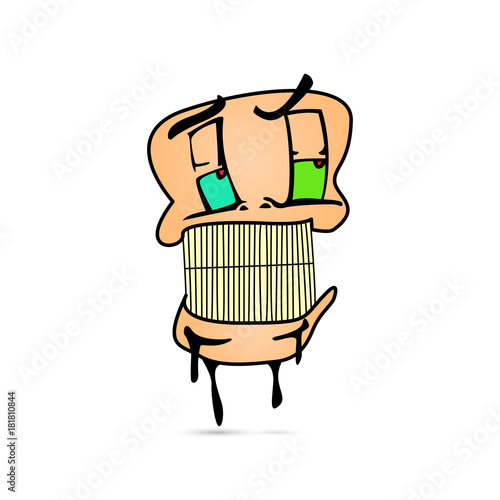 Young boy. Cartoon. Caricature with a bored guy