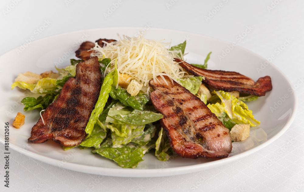 Caesar Salad with grilled flank, Cheese and Croutons