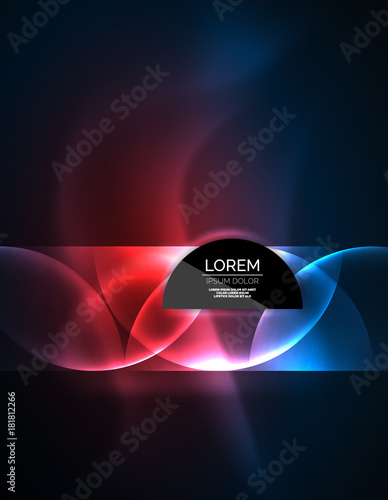 ANeon glowing glass transparent circles, background