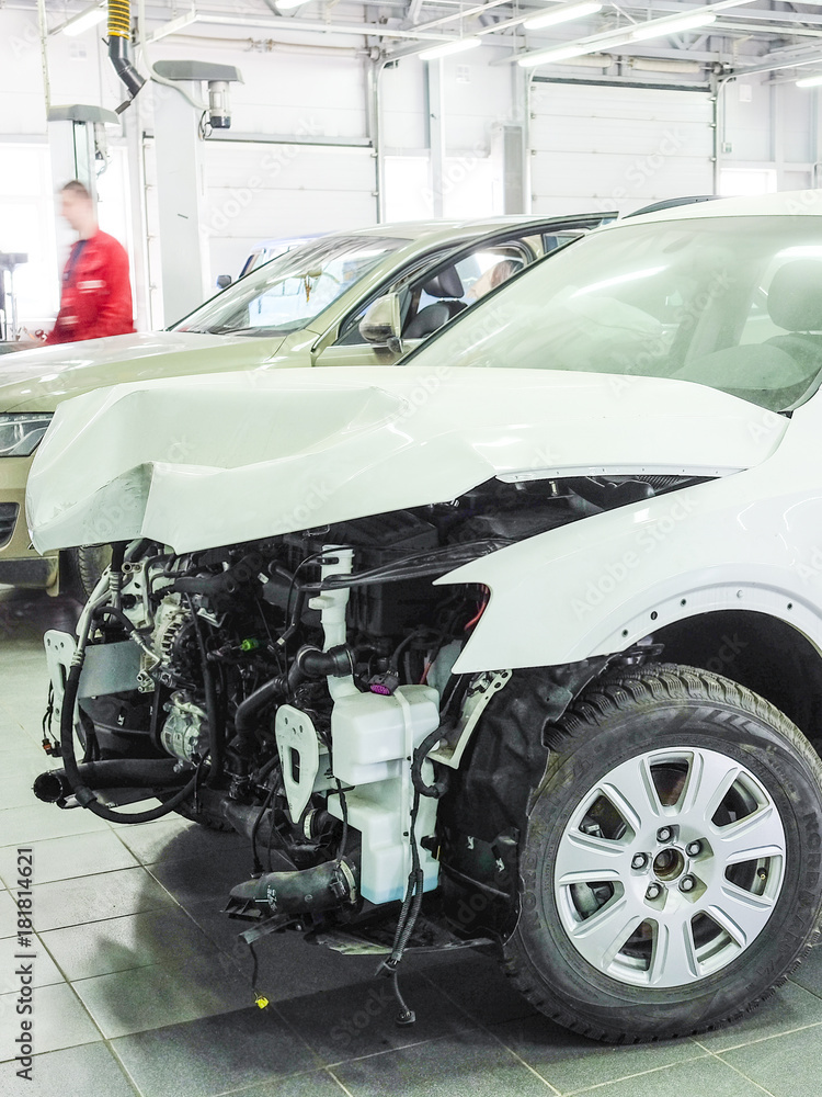 Tula, Russia - May, 8, 2015: car in a car repair station
