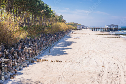 Beach in Ustronie Morskie coastal village in Poland