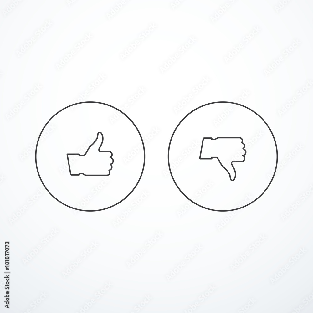Fotografie Vector like and dislike icons. Thumbs up and down.