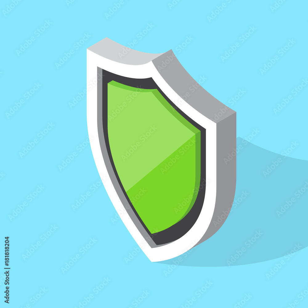 Vector isometric green shield icon Vector isometric green shield icon