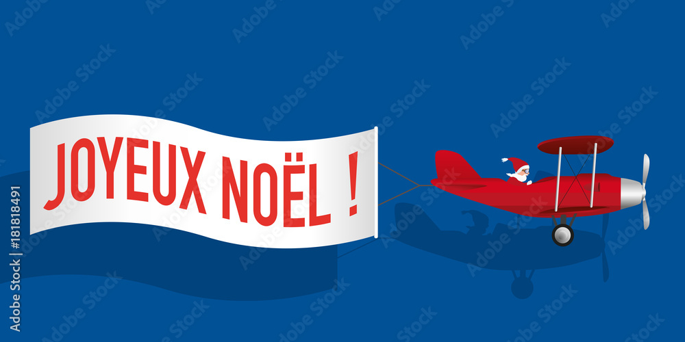 noël - père noël - avion - banderole - carte de vœux - joyeux noël -  concept - humour - bannière Stock Vector