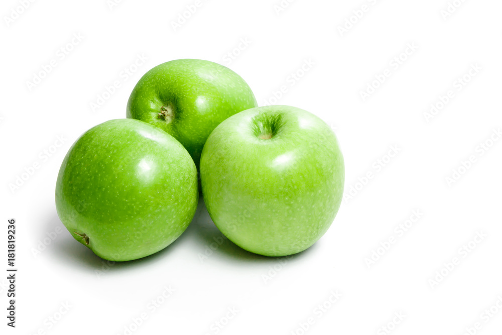 Green apples on a white background, composition, isolate. Green apples on a white background, composition, isolate.