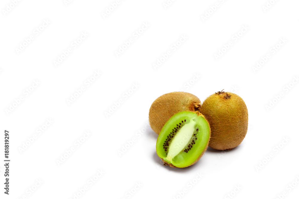 Obraz premium Kiwi on a white background, composition, isolate.