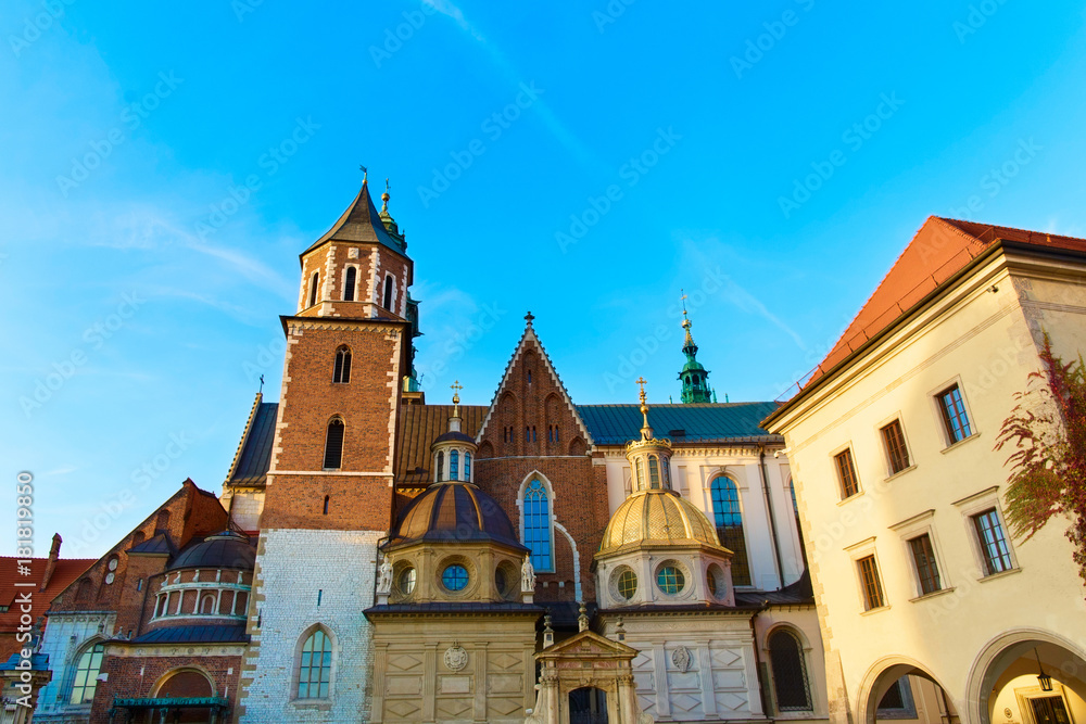 View Wawel cathedral on Wawel Hill in Krakow, Poland