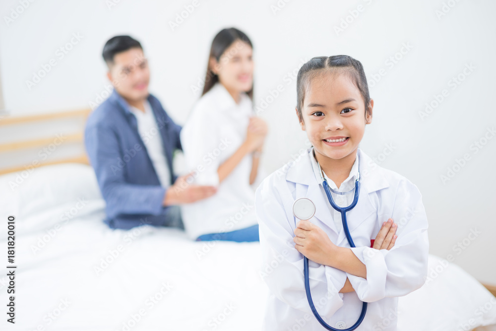 Asia kids happy loving family.girl wants to be a doctor. Asia kids happy loving family.girl wants to be a doctor.