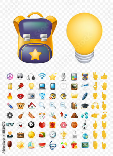 Set of Realistic Cute Elegant Multimedia and Interface Icons on Transparent Background . Isolated Vector Illustration 