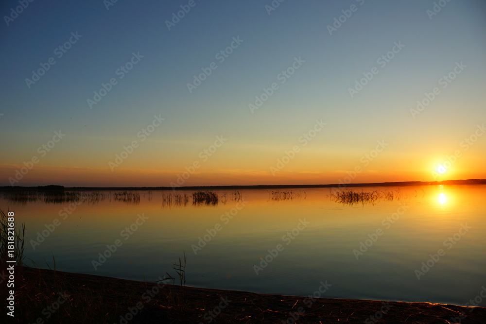 sunset on the lake