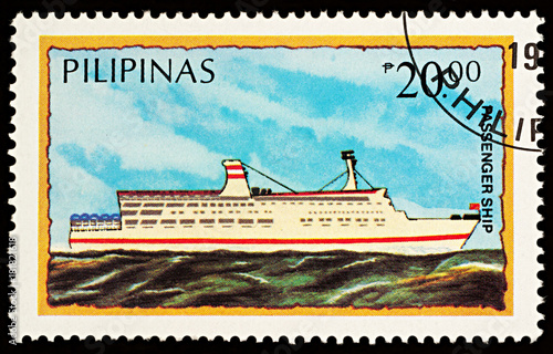 Passenger ship on postage stamp