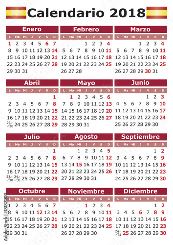 Calendario 2018 vertical