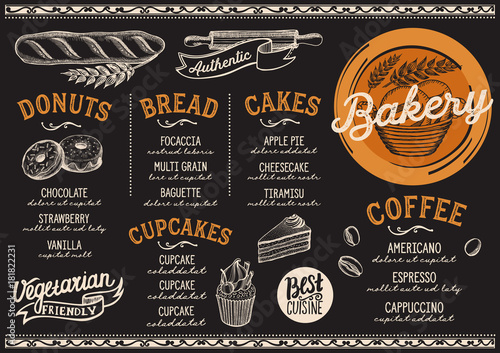 Bakery menu restaurant, food template.