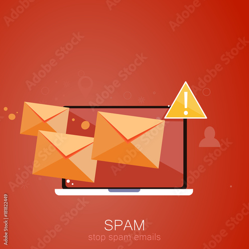 STOP SPAM. Many letters fly to the mail on the computer. Dangerous text