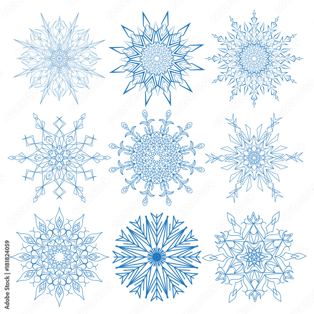 Set of Christmas snowflakes. Circular ornament Set of Christmas snowflakes. Circular ornament