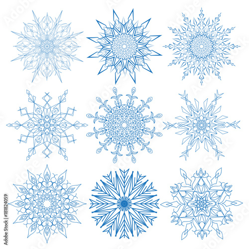 Set of Christmas snowflakes. Circular ornament 