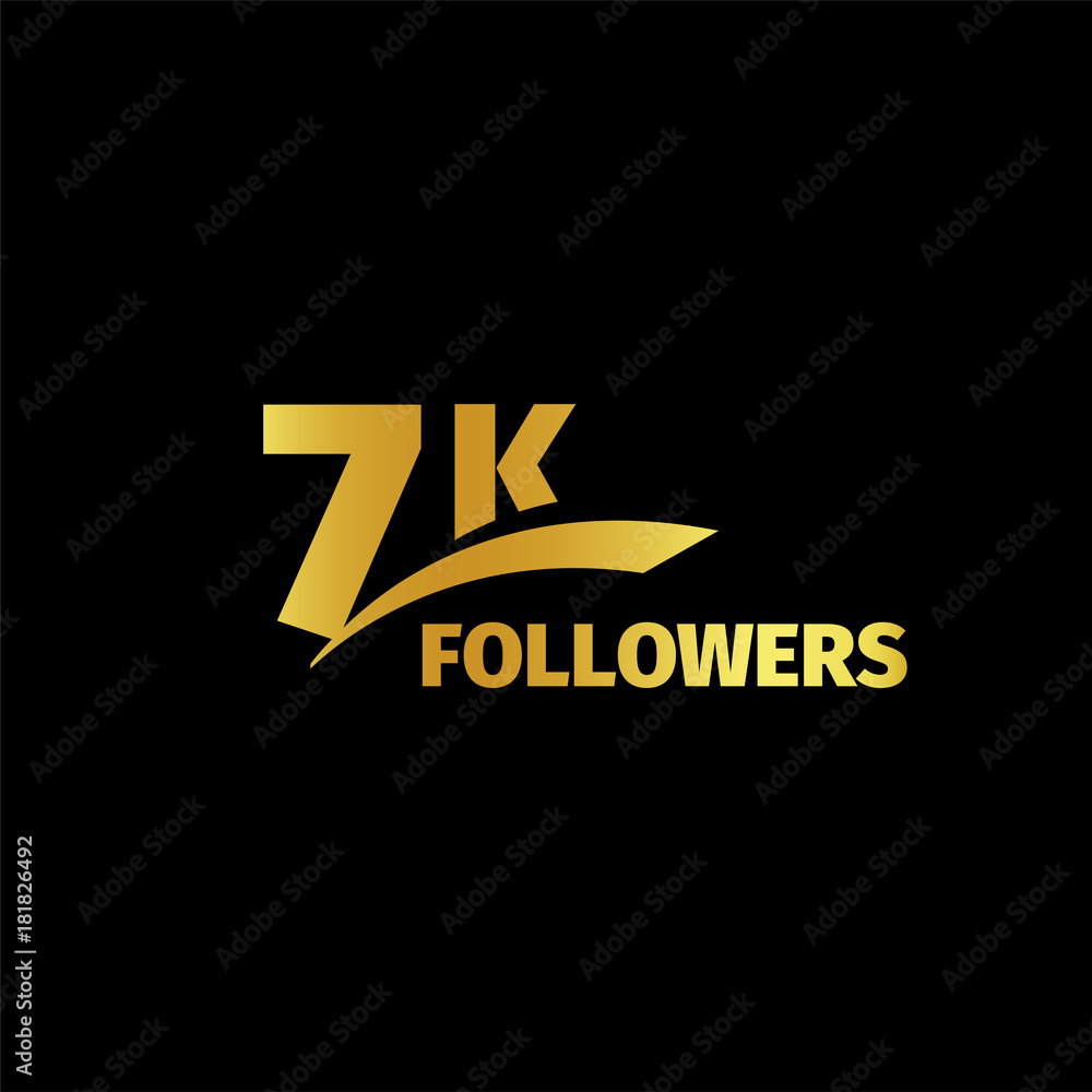 Obraz premium Stylish strict design, number of subscribers in social networks, the anniversary vector illustration set. My followers logo collection. Large vector set of gold numbers and letters online communities