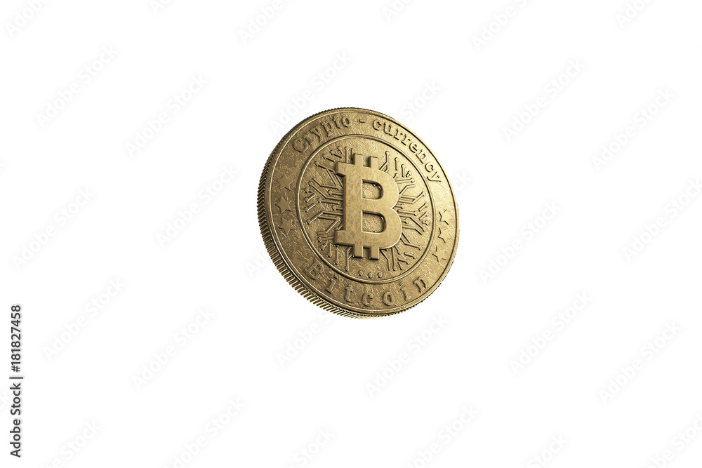 Gold coin Bitcoin on white background. The concept of crypto currency. blockchain technology. Gold coin Bitcoin on white background. The concept of crypto currency. blockchain technology.