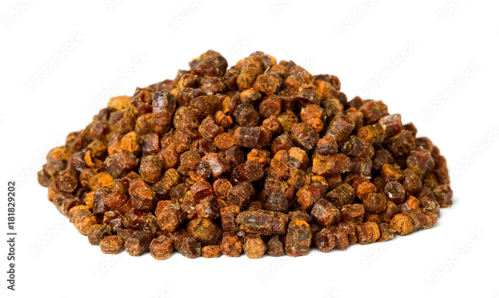 Propolis granules isolated on white background, bee product Propolis granules isolated on white background, bee product