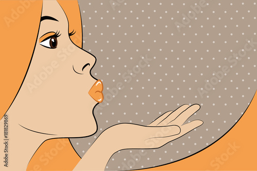 luftkuss von einer schönen frau