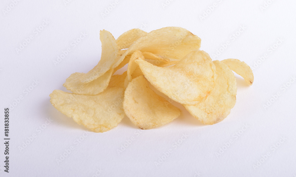Potato chips isolated on white background (potato crisps) Potato chips isolated on white background (potato crisps)