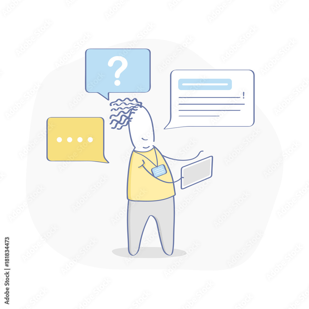 Cute cartoon technical support operator, customer service, contact us, help, phone call. Cartoon supporter talking with client via tablet. Call Center Manager vector illustration. Stock Vector | Adobe Stock Cute cartoon technical support operator, customer service, contact us, help, phone call. Cartoon supporter talking with client via tablet. Call Center Manager vector illustration. Stock Vector | Adobe Stock