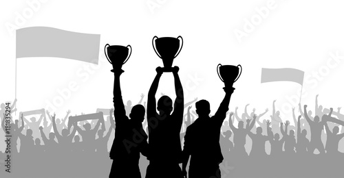 Backgrounds with cup champion and crowd people