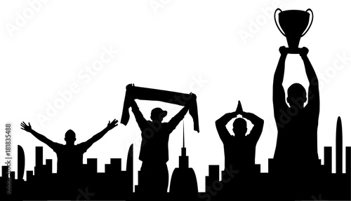 Champ and cheering Crowd.