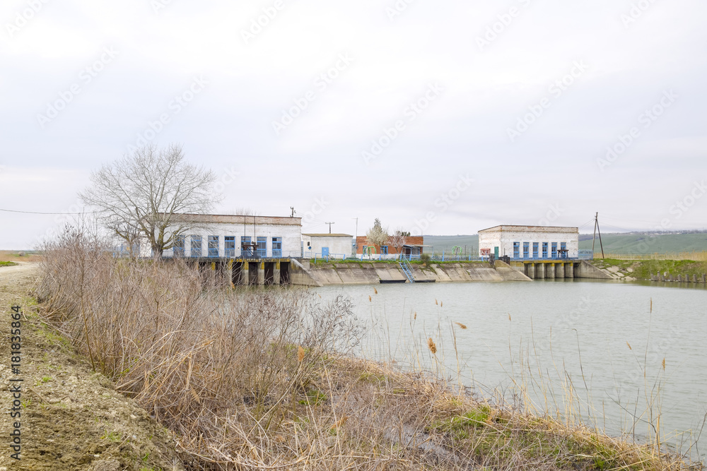 Water pumping station of irrigation system of rice fields. Water pumping station of irrigation system of rice fields.