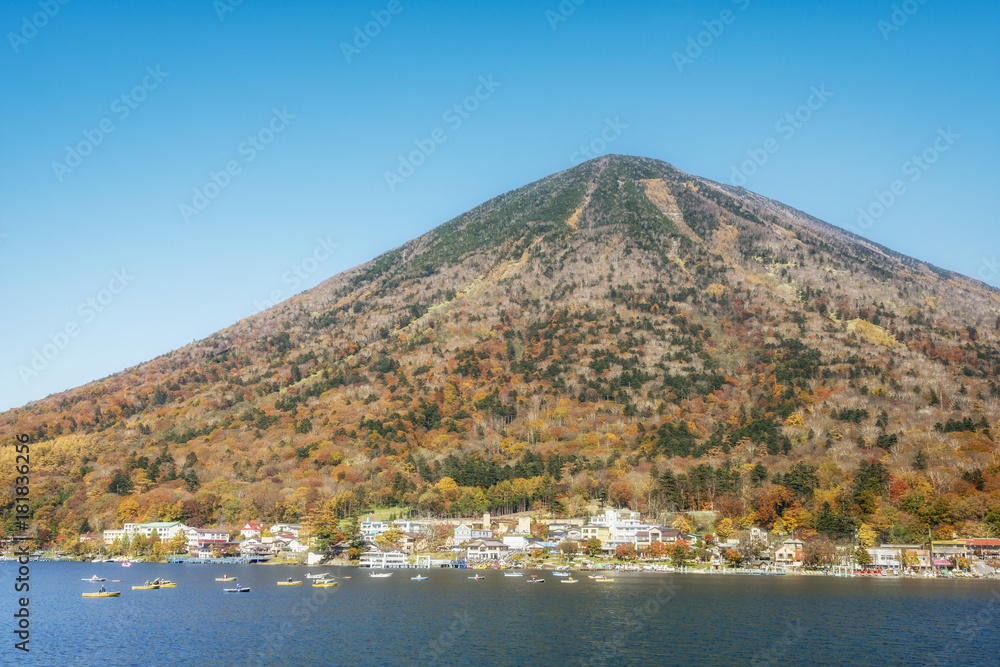 Autumn view of Mt. Nantai Nikko National Park, Japan