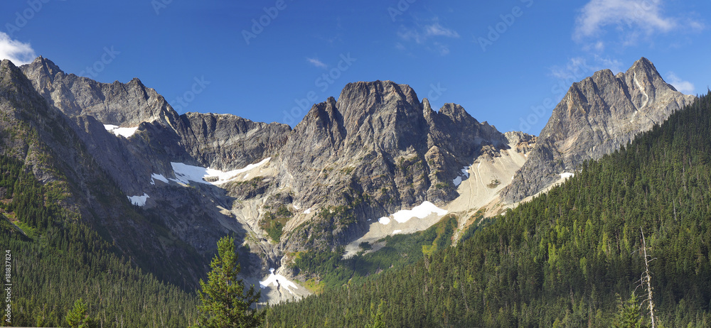 Panorama of Mountains in the Cascades National Park, Washington
