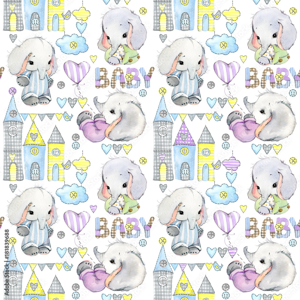 watercolor seamless pattern for Newborn baby