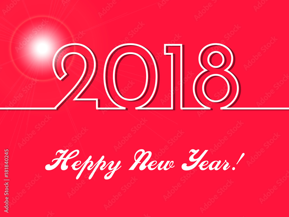 2018 Happy New Year red background . Merry Christmas elements Flat design, illustration, 