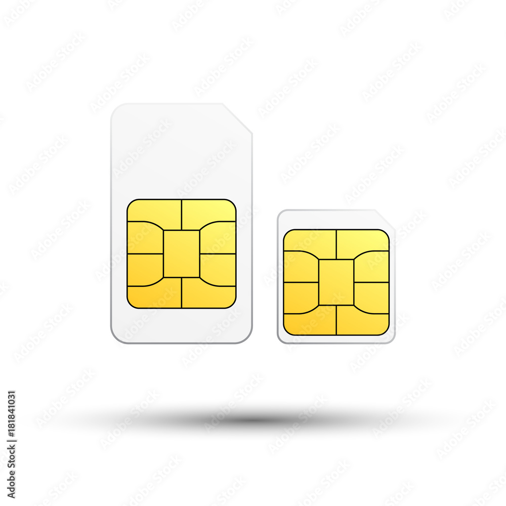 Sim card and micro sim card on white background Sim card and micro sim card on white background