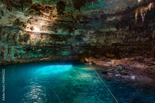 Cenote Samula Dzitnup near Valladolid, Yucatan, Mexico - swimming in crystal blue water