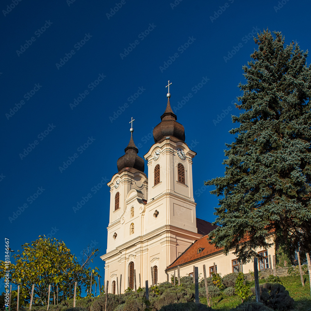 View on Tihany abbey with trees