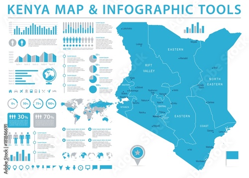 Kenya Map - Info Graphic Vector Illustration