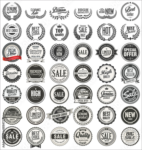 Retro vintage badges and labels vector collection