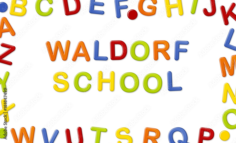 Educational Systems made out of fridge magnet letters isolated on white background: Waldorf School