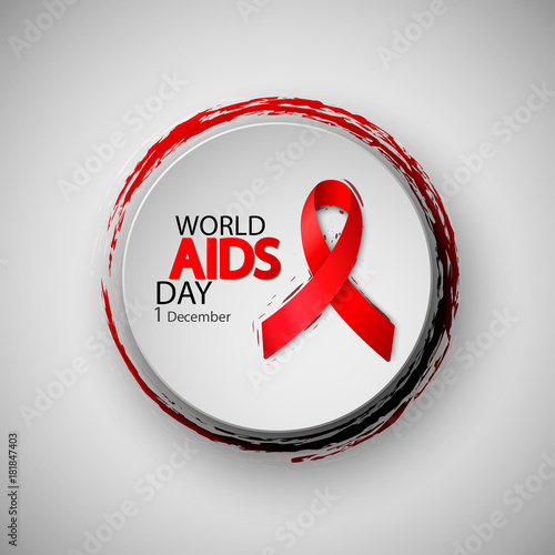 World Aids Day. Red AIDS ribbon. Brush typography for poster
