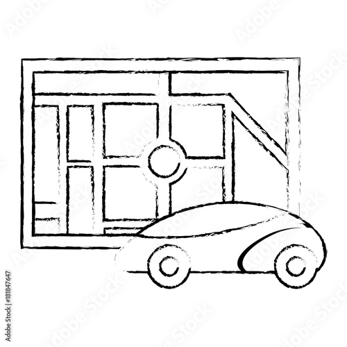 map navigation car autonomous web application vector illustration