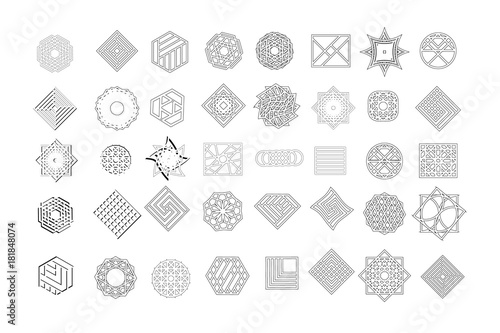 Set of geometric shapes. Trendy hipster background and logotypes. Religion, philosophy, spirituality, occultism symbols collection