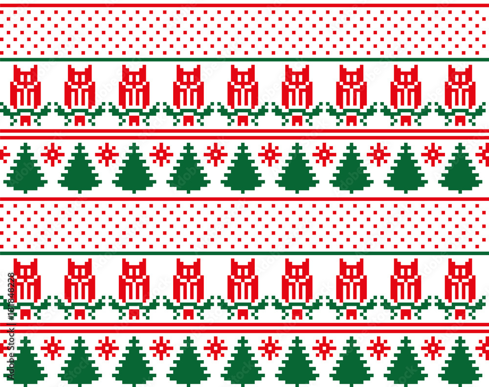 Christmas New Year's winter seamless festive Norwegian pixel pattern - Scandinavian style 2018 Christmas New Year's winter seamless festive Norwegian pixel pattern - Scandinavian style 2018