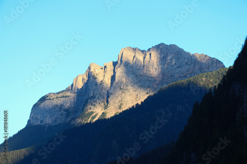 Mountain massif at sunset light. photo