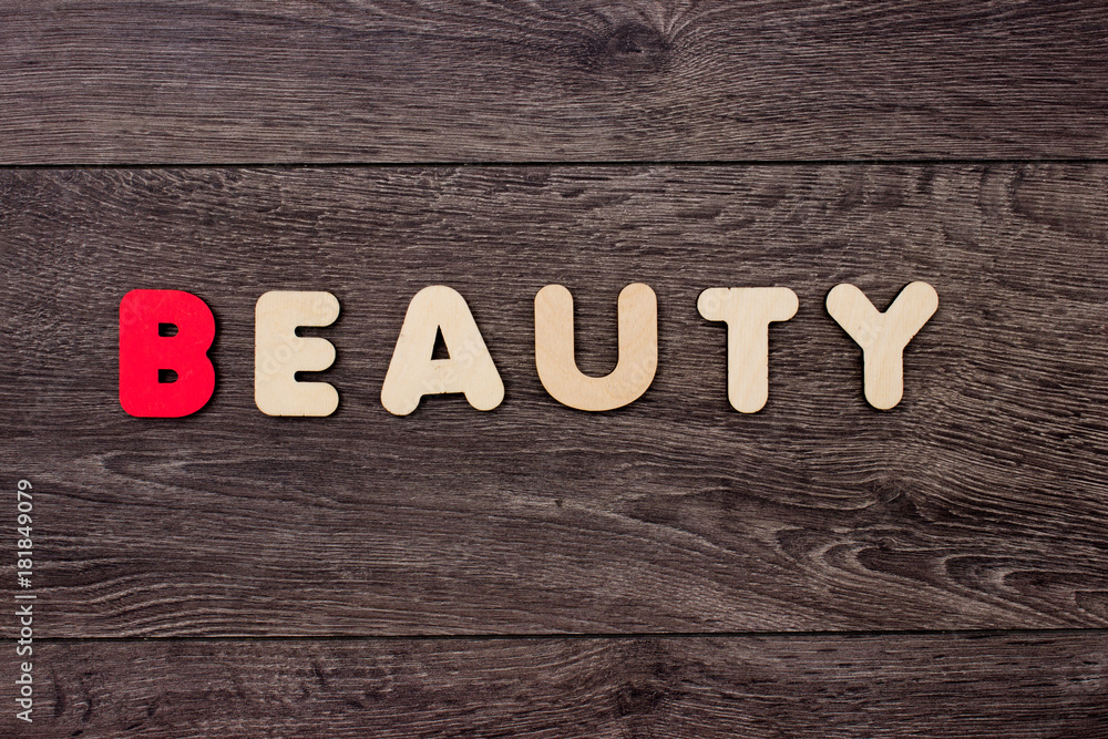 Beauty word from wooden letters